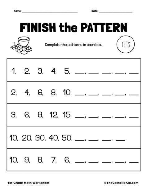 1st Grade Math Worksheets Math Patterns Worksheet 1st Grade - Math Patterns Worksheet 1st Grade