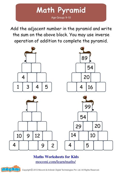 1st Grade Math Worksheets Math Pyramid Math Worksheet 1st Grade Printable - Math Worksheet 1st Grade Printable