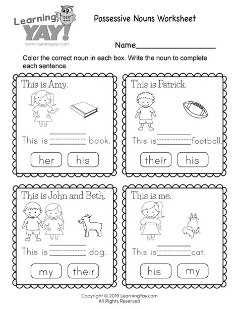 1st Grade Possessive Nouns Worksheets Lesson Worksheets Possessive Nouns Worksheet 1st Grade - Possessive Nouns Worksheet 1st Grade