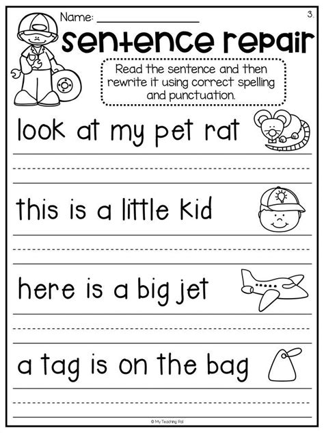 1st Grade Sentence Editing Worksheets Learny Kids Editing 1st Grade Worksheet - Editing 1st Grade Worksheet