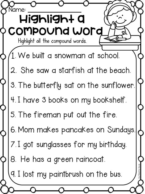 1st Grade Spelling Worksheets Compound Words Worksheets Compound Sentences 7th Grade Worksheet - Compound Sentences 7th Grade Worksheet