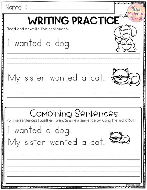 1st Grade Writing Sentences Worksheets