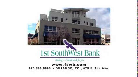 1st southwest bank. First Southwest Bank headquartered in 720 Main St, Alamosa, CO, 81101 has 6 branches, ranked #1,558 in U.S. Also check 20+ years of financial info, client reviews, and more here. 