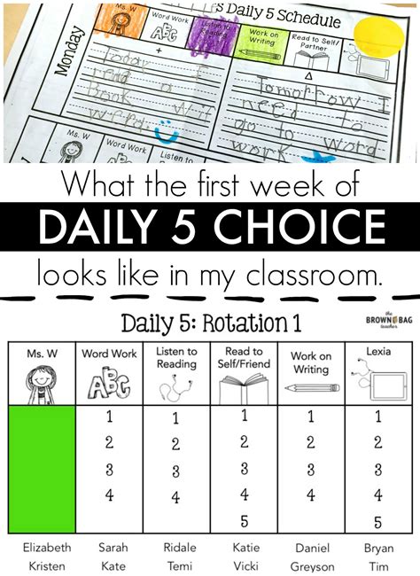 1st Week Of Daily 5 Choices The Brown Daily 5 Fifth Grade - Daily 5 Fifth Grade