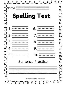 Download 1St Grade Spelling Test Paper 