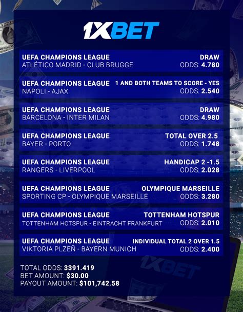 1xbet champions league odds