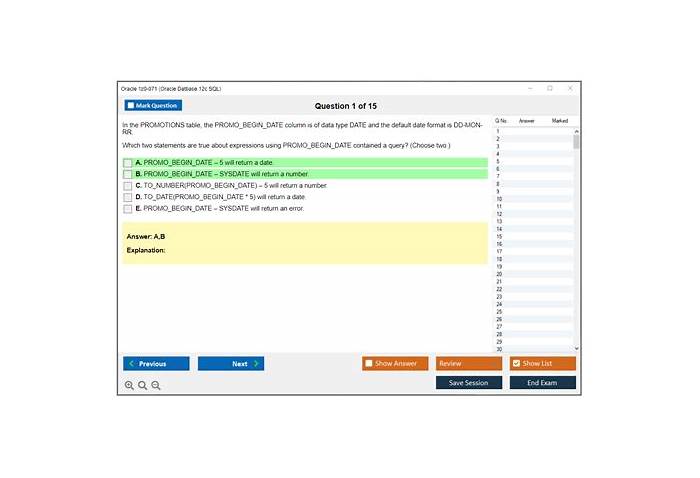 1z0-071 Sample Exam