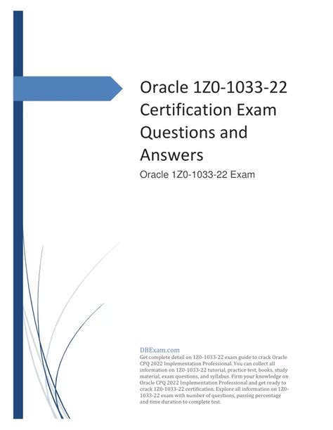 1z0-1033-22 Exam