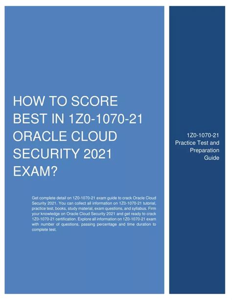 1z0-1070-21 Prüfungsinformationen
