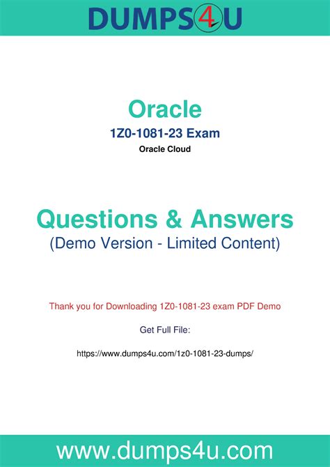 1z0-1081-23 Exam