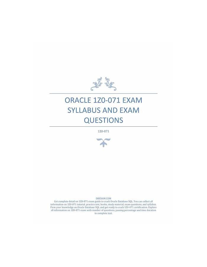 1z1-071 Actual Test Answers