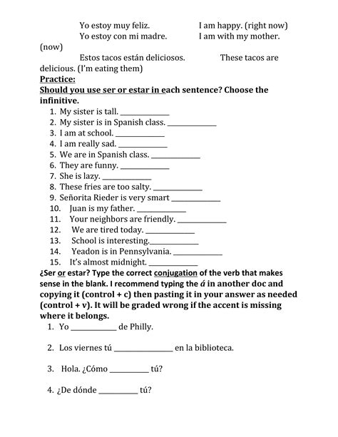 2: LP: Ser vs Estar practice Amanda Rieder Library Formative