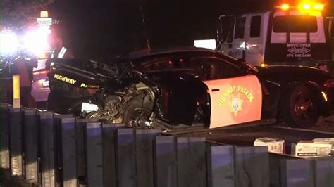 2 CHP officers in patrol car struck on 215 Freeway  