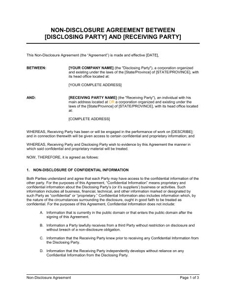 2 Contract Between Two Parties Templates Word Excel Formats