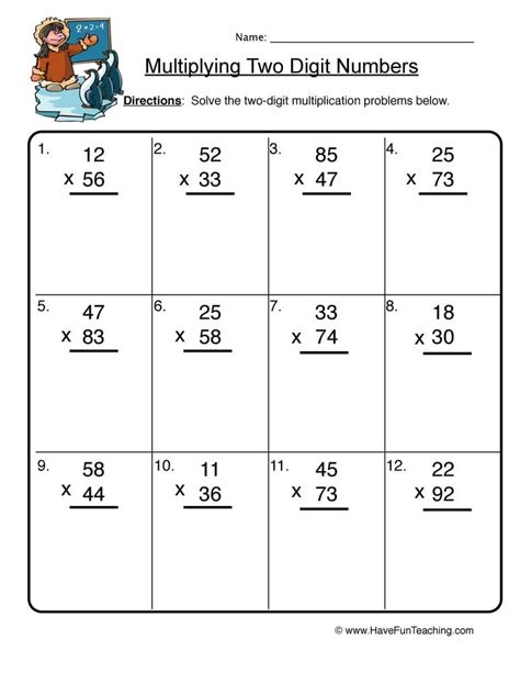 2 Digit By Two Digit Multiplication Worksheets Free Printable