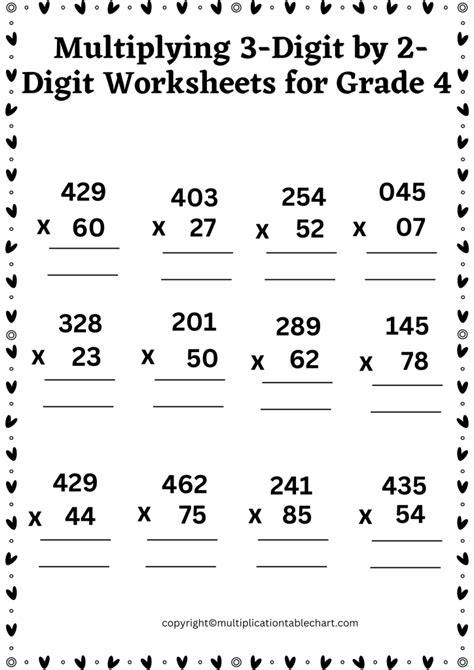 2 Digit Multiplied by 2 Digit Worksheet 3