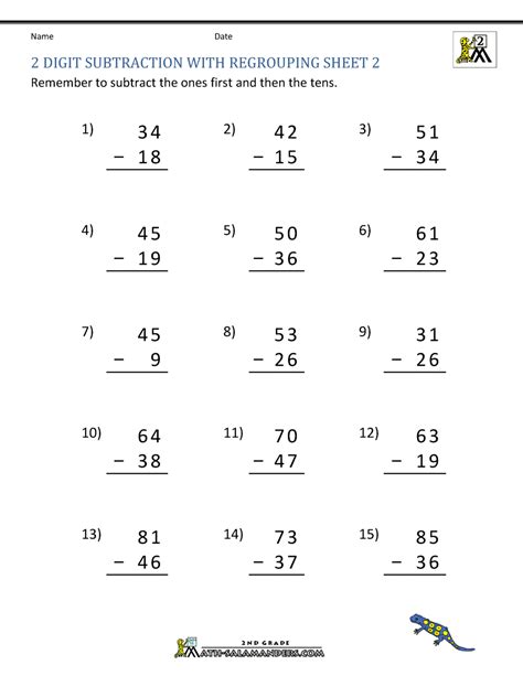 2 Digit Subtraction With Regrouping Game Subtraction With Regrouping