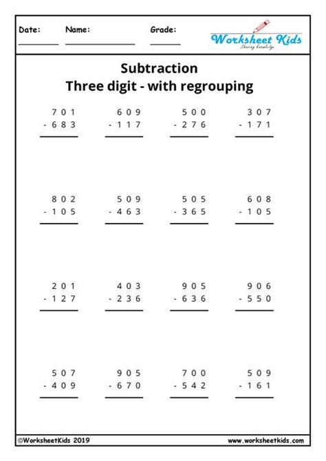 2 Digit Subtraction With Regrouping Worksheets 3rd Grade Thekidsworksheet