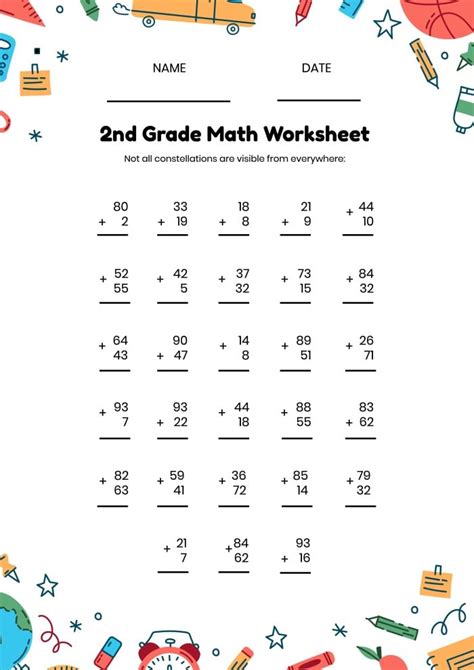 2 Grade Math Worksheet