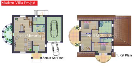 2 Katlı Modern Villa Projesi - Dwg Pislik Mimar