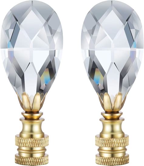 2 Packs Teardrop Clear Crystal Lamp Finial Lamp Decoration for …