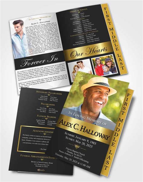 2 Page Graduated Step Fold Funeral Program Template Brochure Early