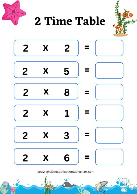 2 Times Table Printable Worksheet