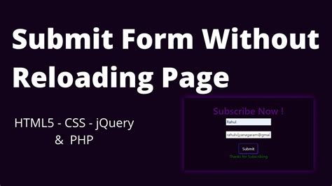 2 Ways To Submit HTML Form Without Reloading Page YouTube