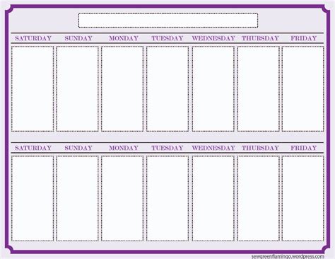 2 Week Schedule Template Example Calendar Printable
