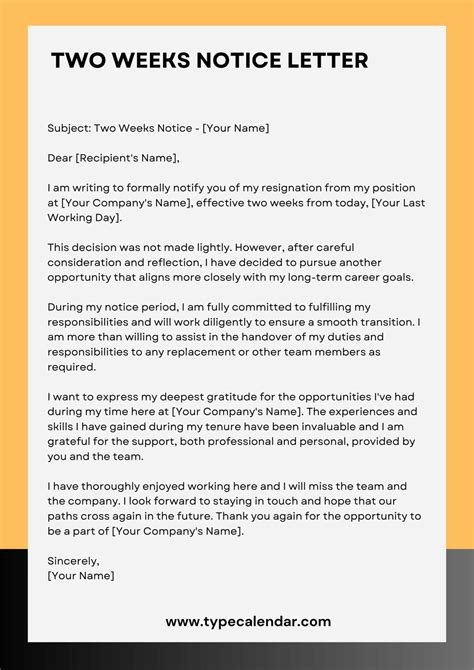 2 Weeks Notice Template Word Sample Design Templates
