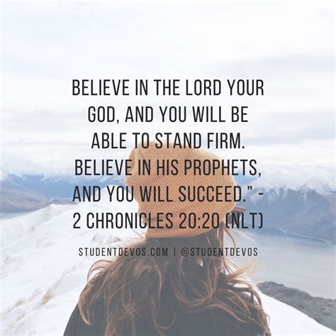 2 Chronicles 20:20-24New International Version. 20 Early in the morning they left for the Desert of Tekoa. As they set out, Jehoshaphat stood and said, “Listen to me, Judah and people of Jerusalem! Have faith in the Lord your God and you will be upheld; have faith in his prophets and you will be successful.” 21 After consulting the people .... 