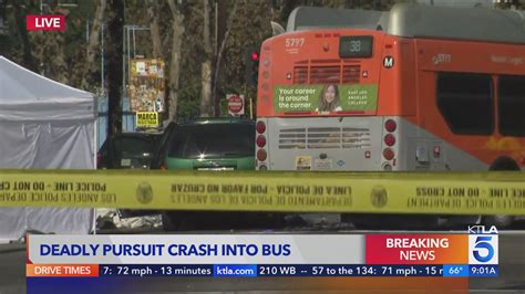 2 dead, 2 hurt when minivan involved in pursuit slams into bus  