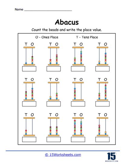 2 Digit Abacus Worksheet