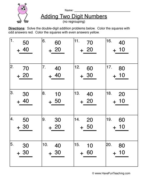 2 Digit Addition Drawing Tens And Ones No Drawing Tens And Ones - Drawing Tens And Ones