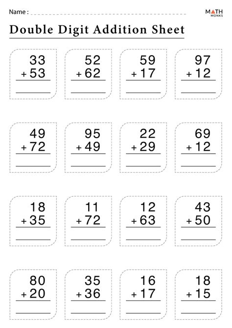 2 Digit Addition Worksheets Math Worksheets 4 Kids Adding Two Digit Numbers First Grade - Adding Two Digit Numbers First Grade
