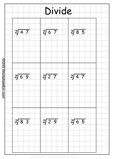 2 Digit By 1 Digit Long Division With Long Division On Graph Paper - Long Division On Graph Paper