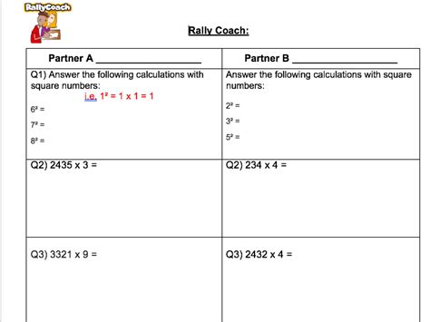 2 digit number Multiplication worksheet and squared numbers partner