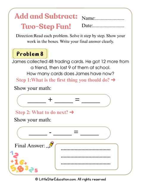 2 Step Addition Word Problems