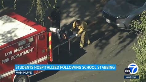 2 students stabbed during brawl at Van Nuys High School