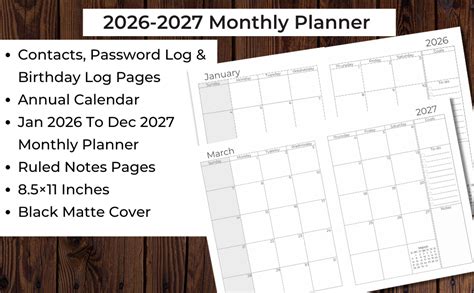 2 Year Monthly Planner Planner Notebook Combinati