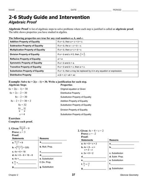 Download 2 6 Study Guide And Intervention Algebra Proof Answers 