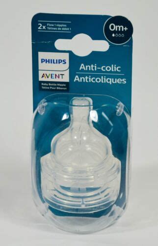 2-pk Philips Avent ANTI-COLIC bottle Nipples 0m+ SLOW FLOW #1 …