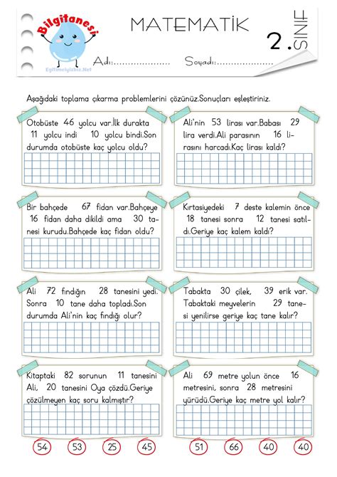 2. Sınıf Matematik Basit Problemler. 