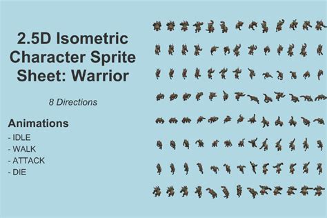 2.5D Isometric Character Sprite Sheet Warriors 2D Characters Unity