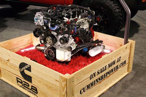 The R2.8 Turbo Diesel is the first in the series of brand new crate engines that Cummins will market directly to the consumer under the Cummins Repower™ program name. The turbocharged 2.8-liter, 4-cylinder engine is parented from a global platform which is currently used in small pickups, chassis cabs, SUVs, vans, commercial vehicles and .... 
