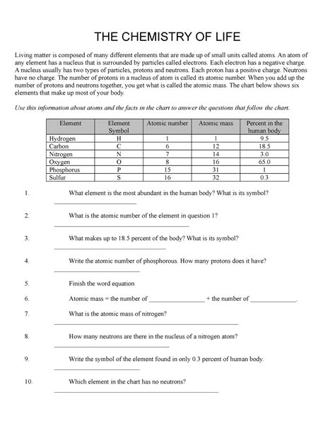 2.E: Chemistry of Life (Exercises) - Biology LibreTexts