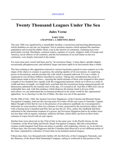 20,000 Leagues Under the Sea Chapter Summary - Study.com