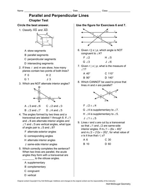20++ Chapter 3 Parallel And Perpendicular Lines Worksheet Answers