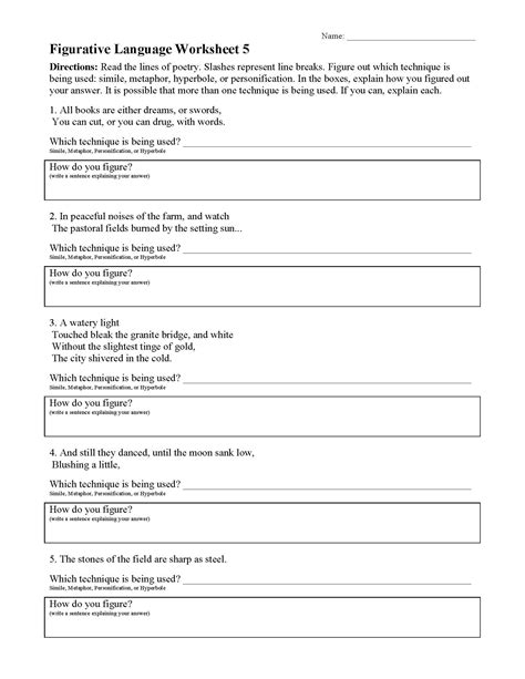 20++ Figurative Language Worksheet 1 Worksheets Decoomo