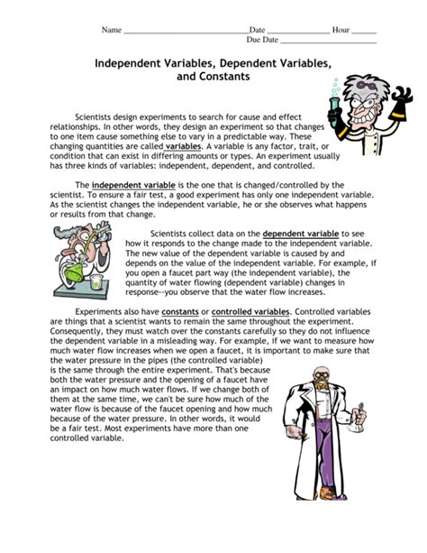 20++ Independent Variables Dependent Variables And Constants Worksheet